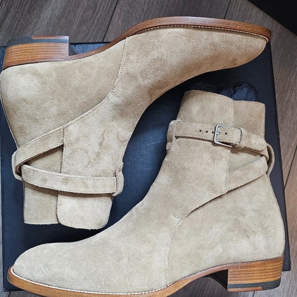 Saint Laurent Shoes - NEW Saint Laurent Suede Ankle Boot in Camel, Size 8.5 US